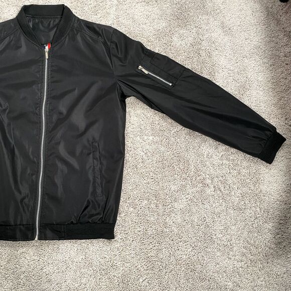 Vogue FS Bomber Jacket Mens 2XL Dark Satin Black Coat Lined Classic Look - Picture 3 of 13